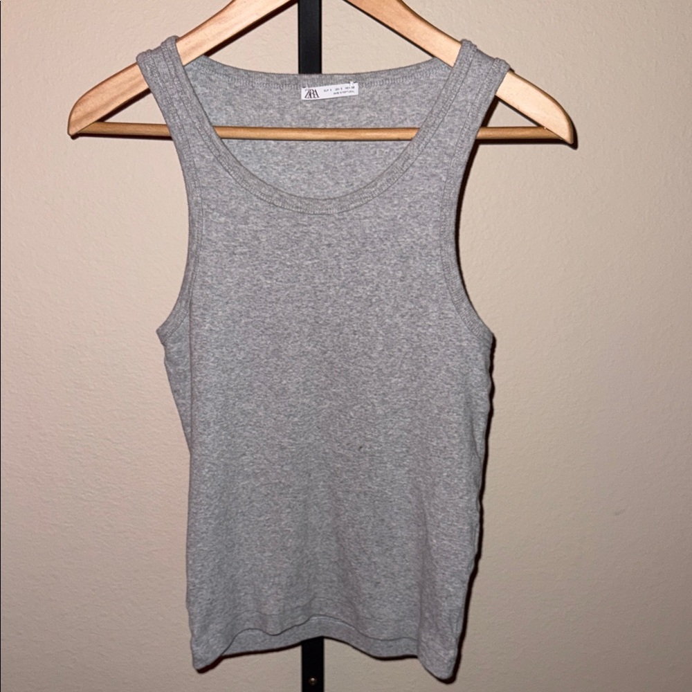 Zara Heather Gray Ribbed Tank Top Mens Size S